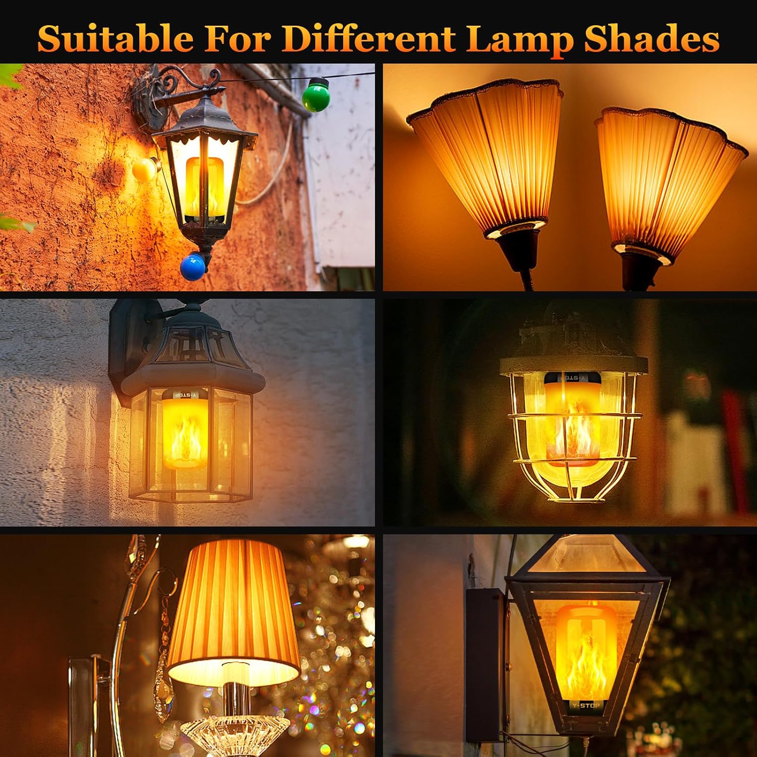 2PCS/SET LED Flame Light Bulbs, 4 Modes Flickering Light Bulbs with Upside Down Effect