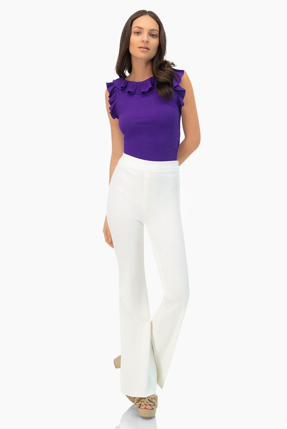 Blusa morada de escote redondo