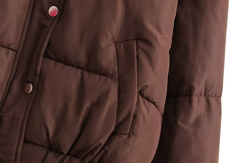 Women Clothing Winter Long Sleeved Stand up Collar Thermal Casual Bread Coat Outerwear
