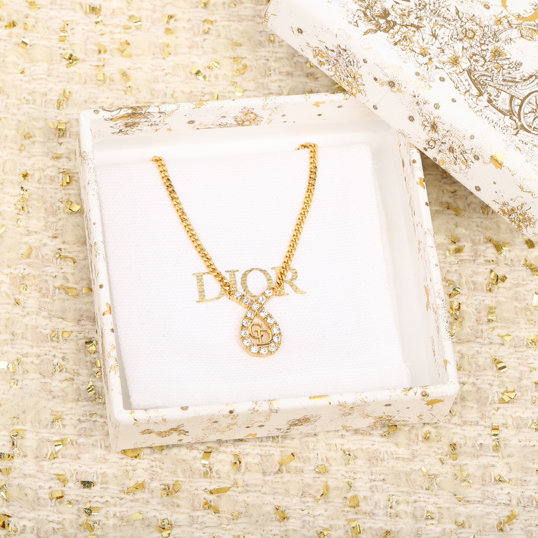 Dior CD diamond drop necklace