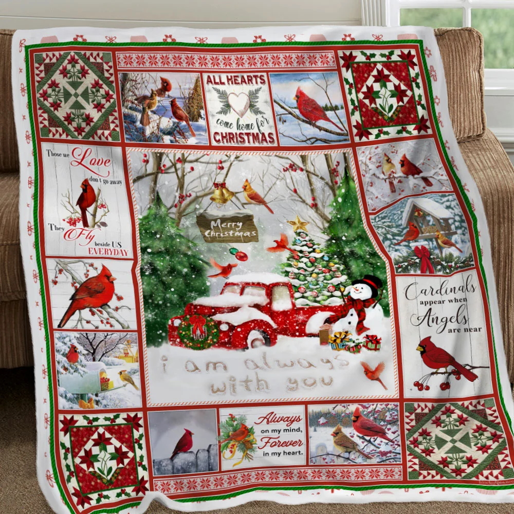 I Am Always With You, Christmas Cardinal Sofa Throw Blanket