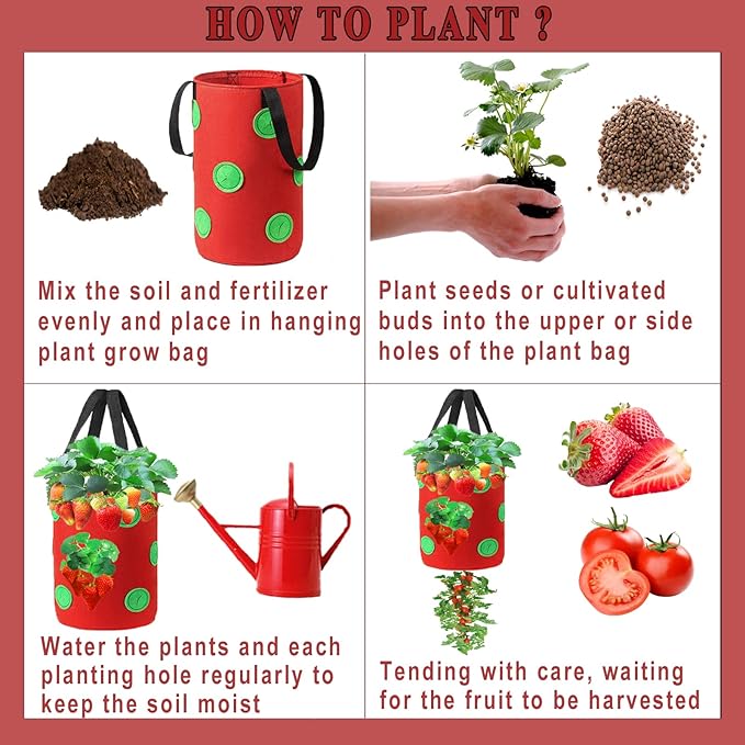 🌱🍓 12 Hole Non-Woven Hanging Grow Bag