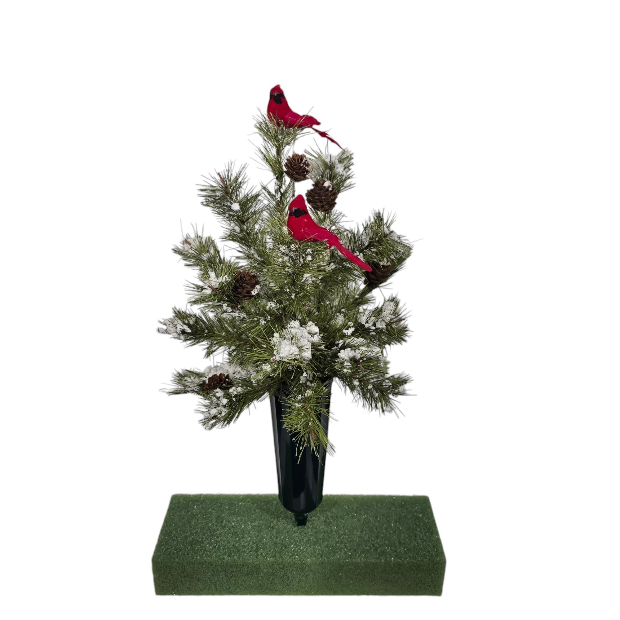 🎄CHRISTMAS ON SALE🔥Cemetery Cone with a small Christmas tree, Christmas Tree Grave Flowers