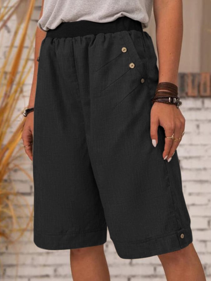 Women's Pure Color Casual Cotton Linen Shorts