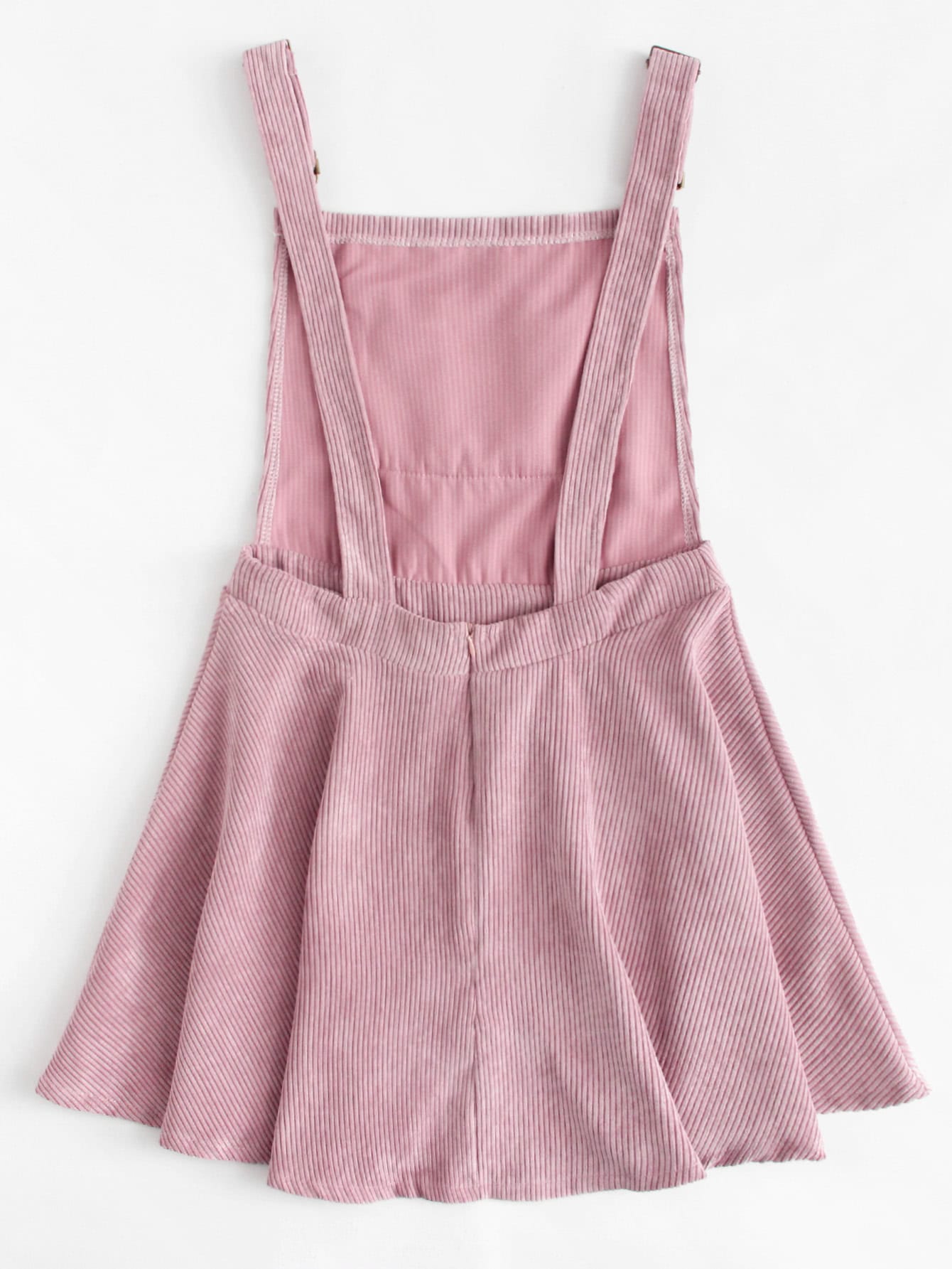 Pocket Front Zip Up Back Corduroy Overall Dress