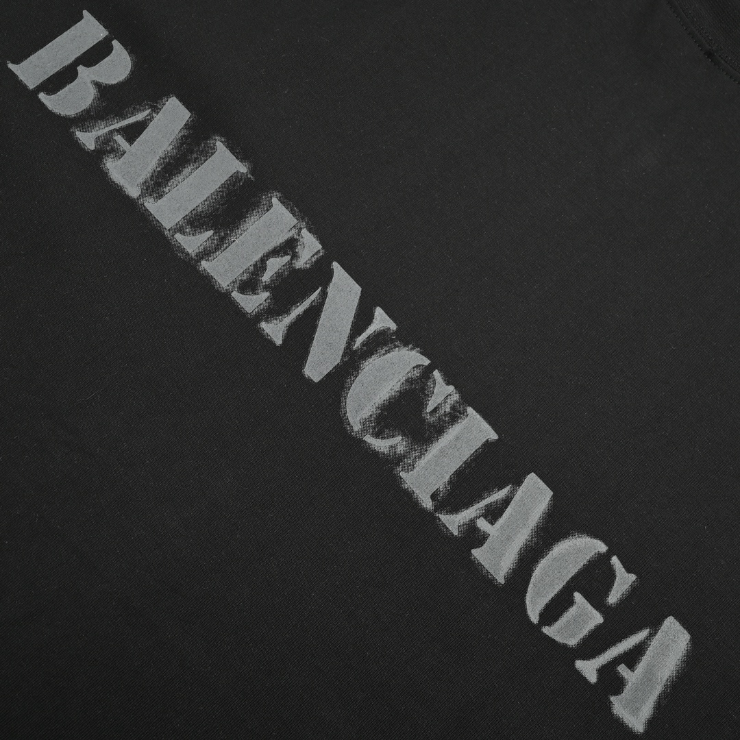 Balenciaga 24ss front and back blurred letter print short sleeves - black