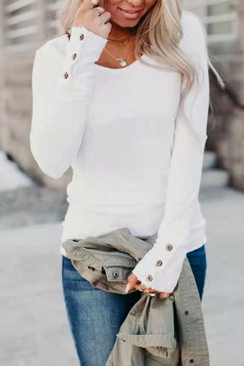 Heididress Solid Crewneck Long Sleeve Plain T-shirt