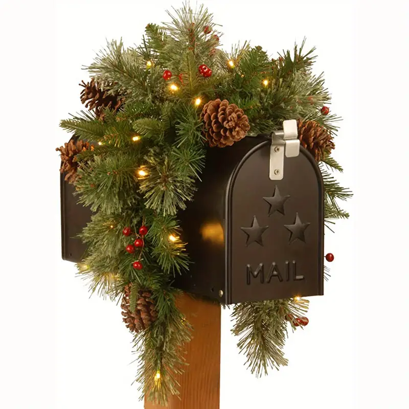 🎄Early Christmas Sale 49% OFF🔥A pre-lit faux mailbox garland decoration that feels like a real urn filler