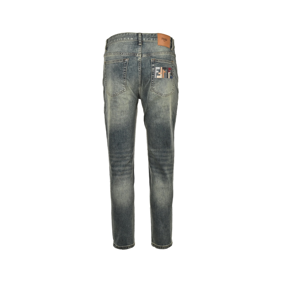 Fendi 24Fw colorful embroidered lettering jeans
