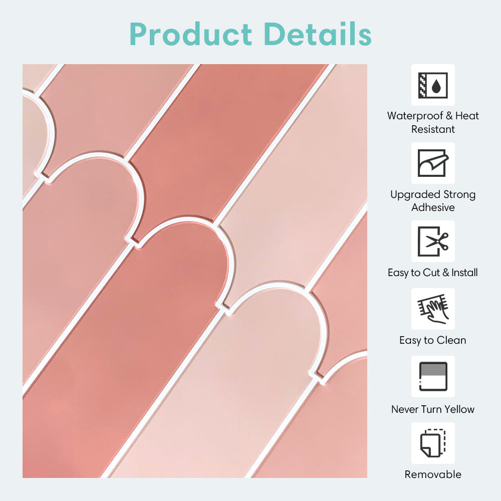 Pink Fish Scale Peel and Stick Backsplash Tile - Thicker Design