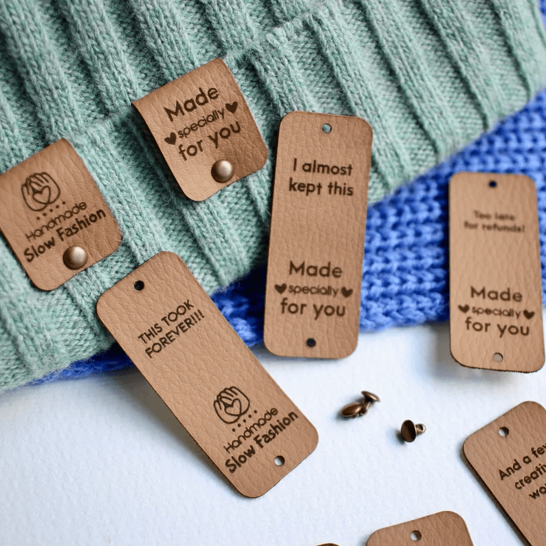 Faux leather tags with funny hidden messages - Set of 10