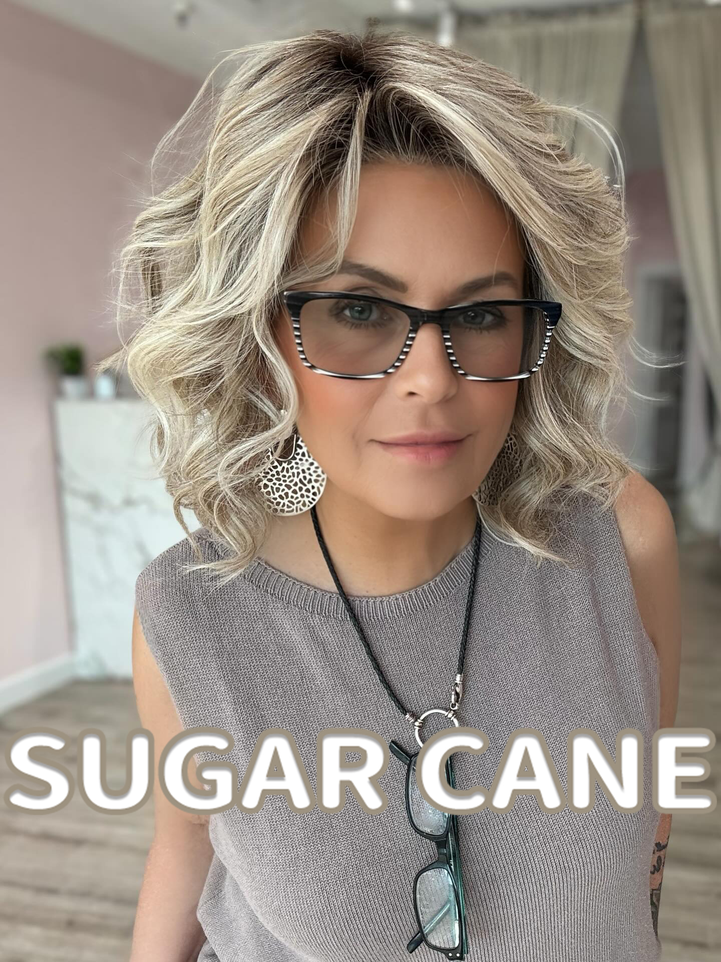 Curly Bob Wig with Highlights