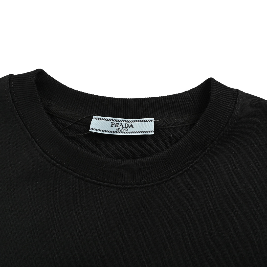 Prada 24Fw crew neck sweatshirt with small letter triangle logo on chest