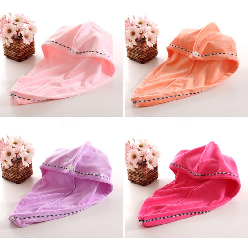 Rapid Drying Hair Towel Microfiber Anti-Frizz Turban with Button 28 x 65cm