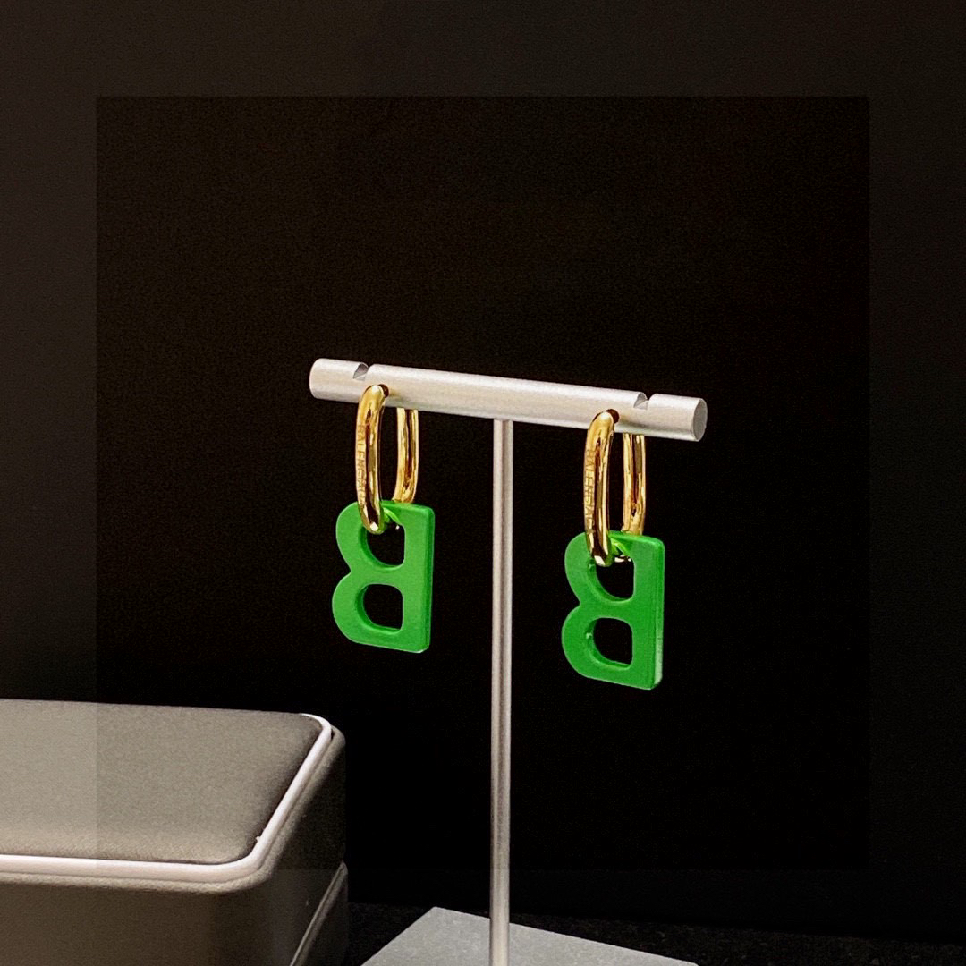 Balenciaga BB Green Earrings