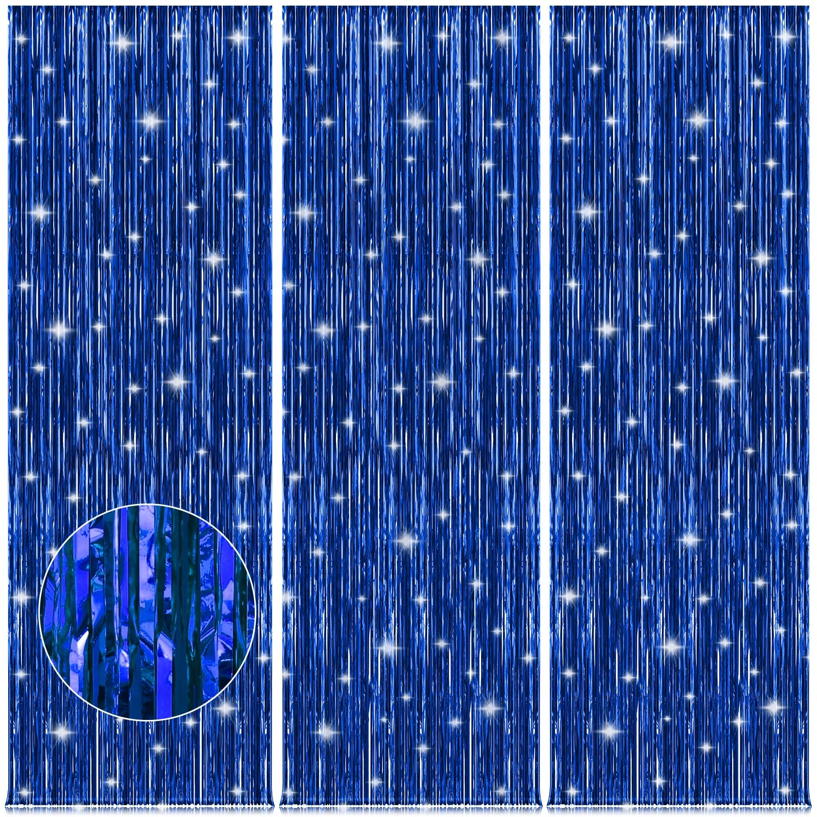 Party Streamers 3 Pack Metallic Tinsel Foil Fringe Curtains 3.2ft x 8.2ft Party Decorations
