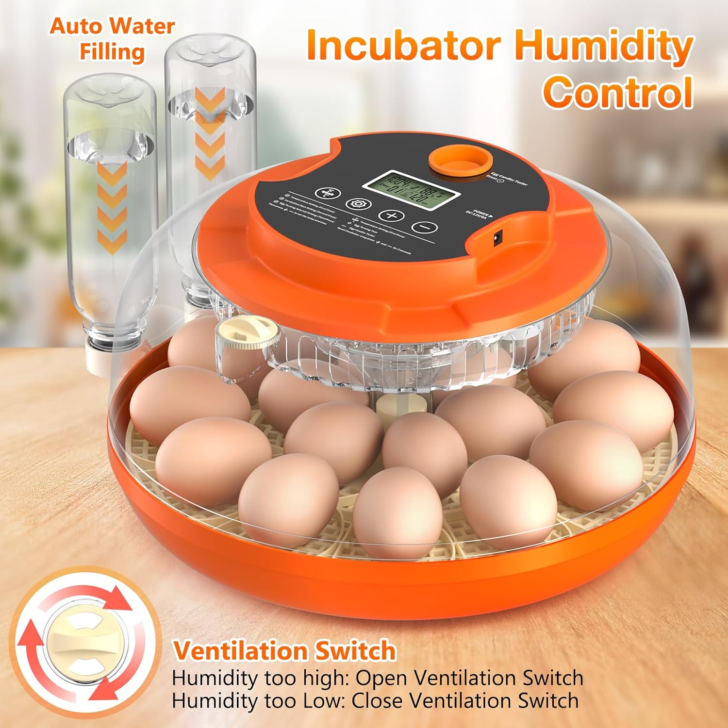 18 Egg Incubator with Automatic Egg Turning and Humidity Control, Incubators for Hatching Eggs, Chicken, Ducks, Goose, Pigeon, Quail, Parrot Incubator for Farm