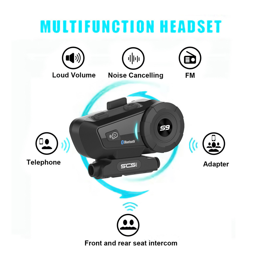 SCSETC S-9 Motorcycle Helmet Bluetooth Headset Headphones And Microphone
