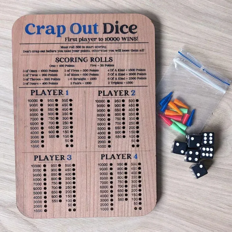Crap Out Dice Score Board