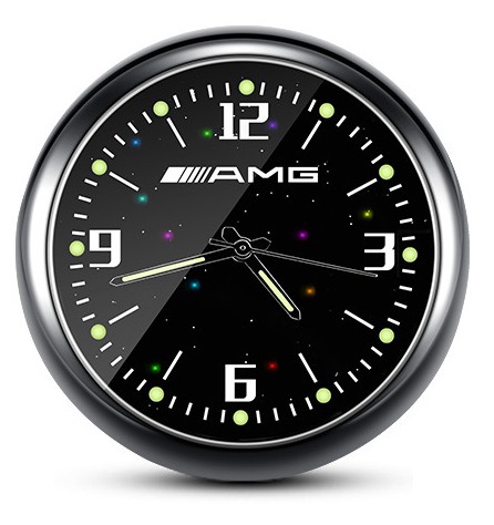 1x Luminous Diamond Quartz Analog Watch Stick On Car Clock Accessories Black