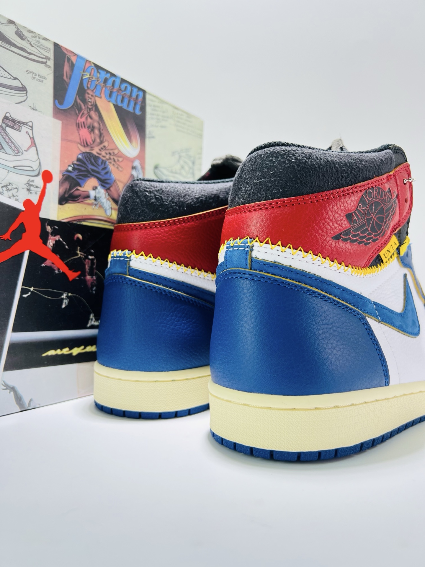 Union x Air Jordan 1 Retro High OG NRG AJ1 Black, Blue and Red Stitching BV1300-146