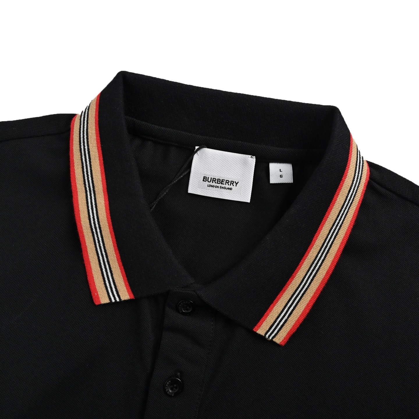 Burberry Polo short sleeves with colorful stripe embroidery on the collar