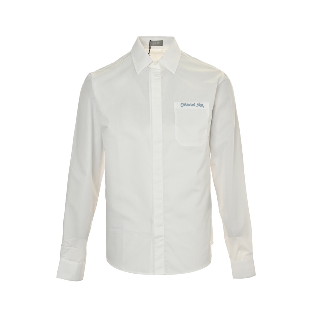 Dior 24Fw small logo embroidered long-sleeved shirt