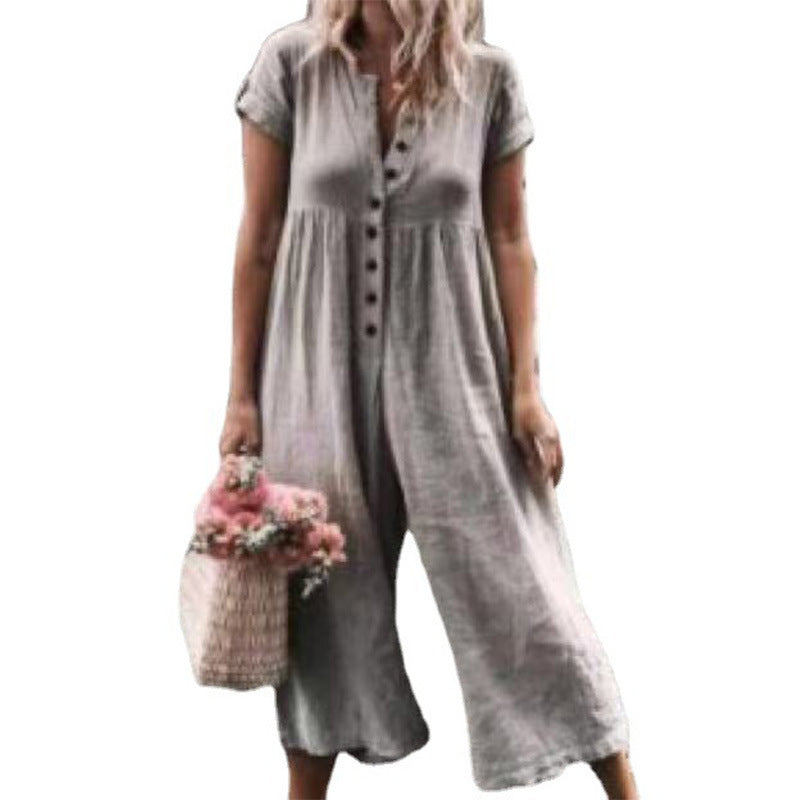 Versatile Women's Casual Color-Blocked Jumpsuit