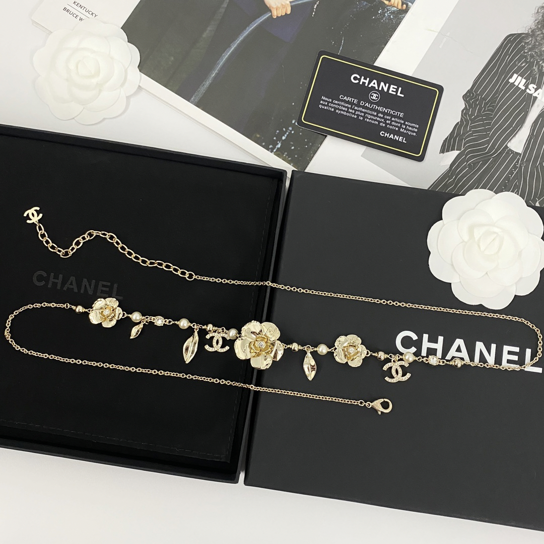 CHAN 24 multi-element camellia pearl waist necklace
