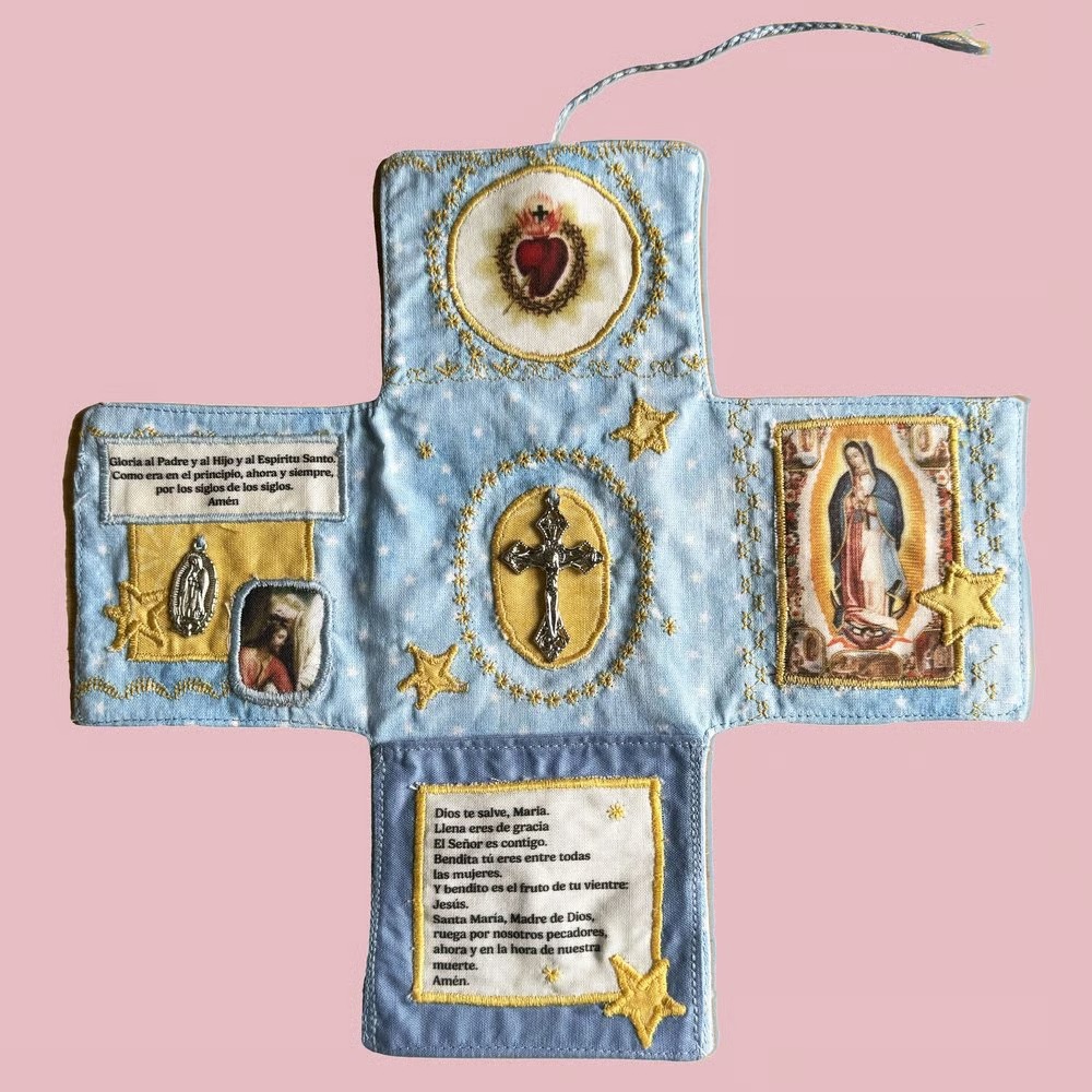 🔥LAST DAY 50% OFF🔥Handmade Stuitched Pocket Shrine With Silver Cross