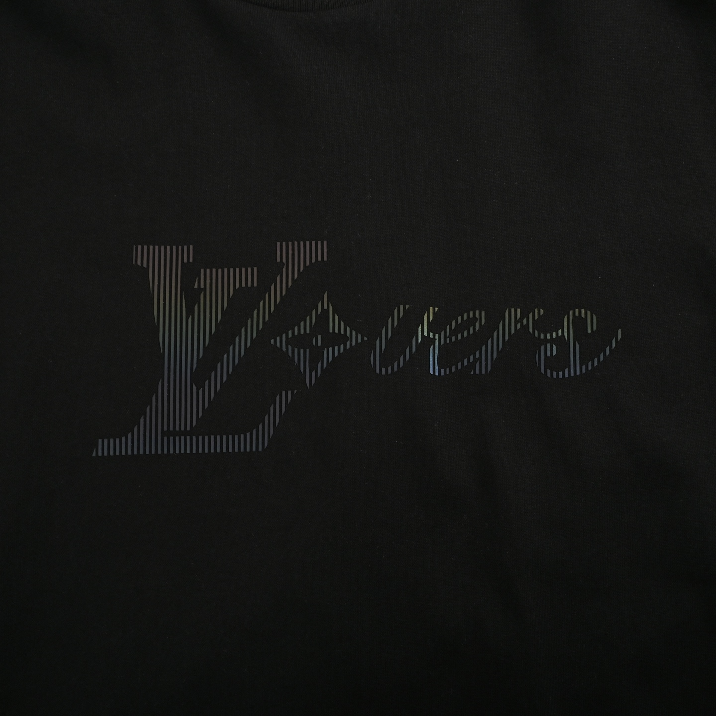 Louis Vuitton 25ss laser gradient vertical stripes three-dimensional print short sleeve