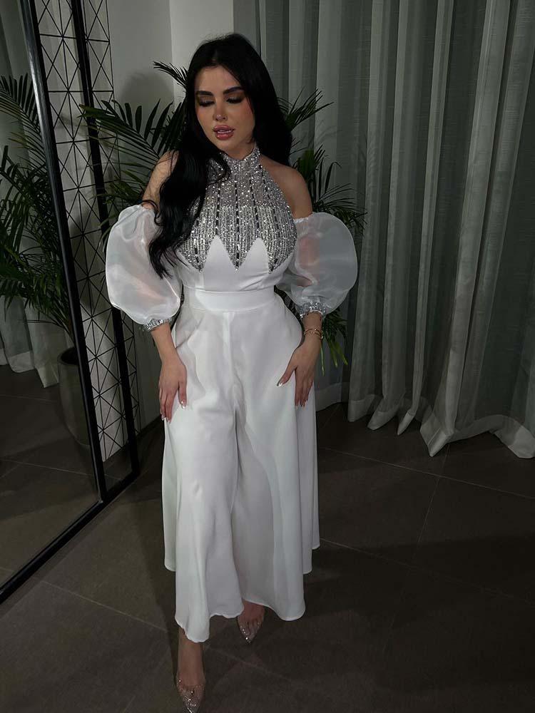 Sequin Belted Pleated Jumpsuit