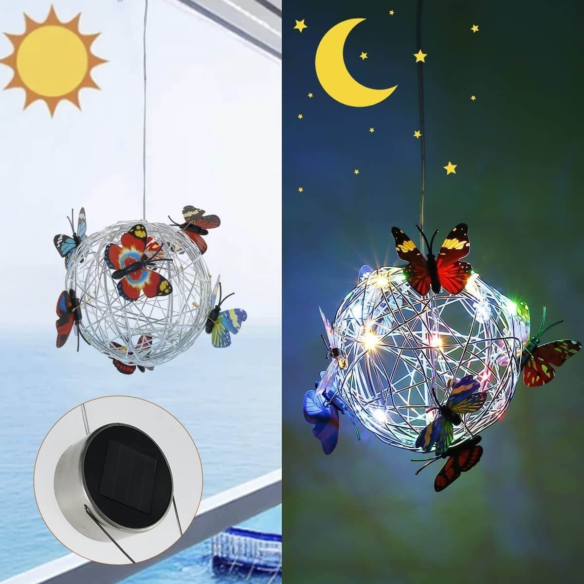 Outdoor Solar Hanging Lights Butterfly Ball