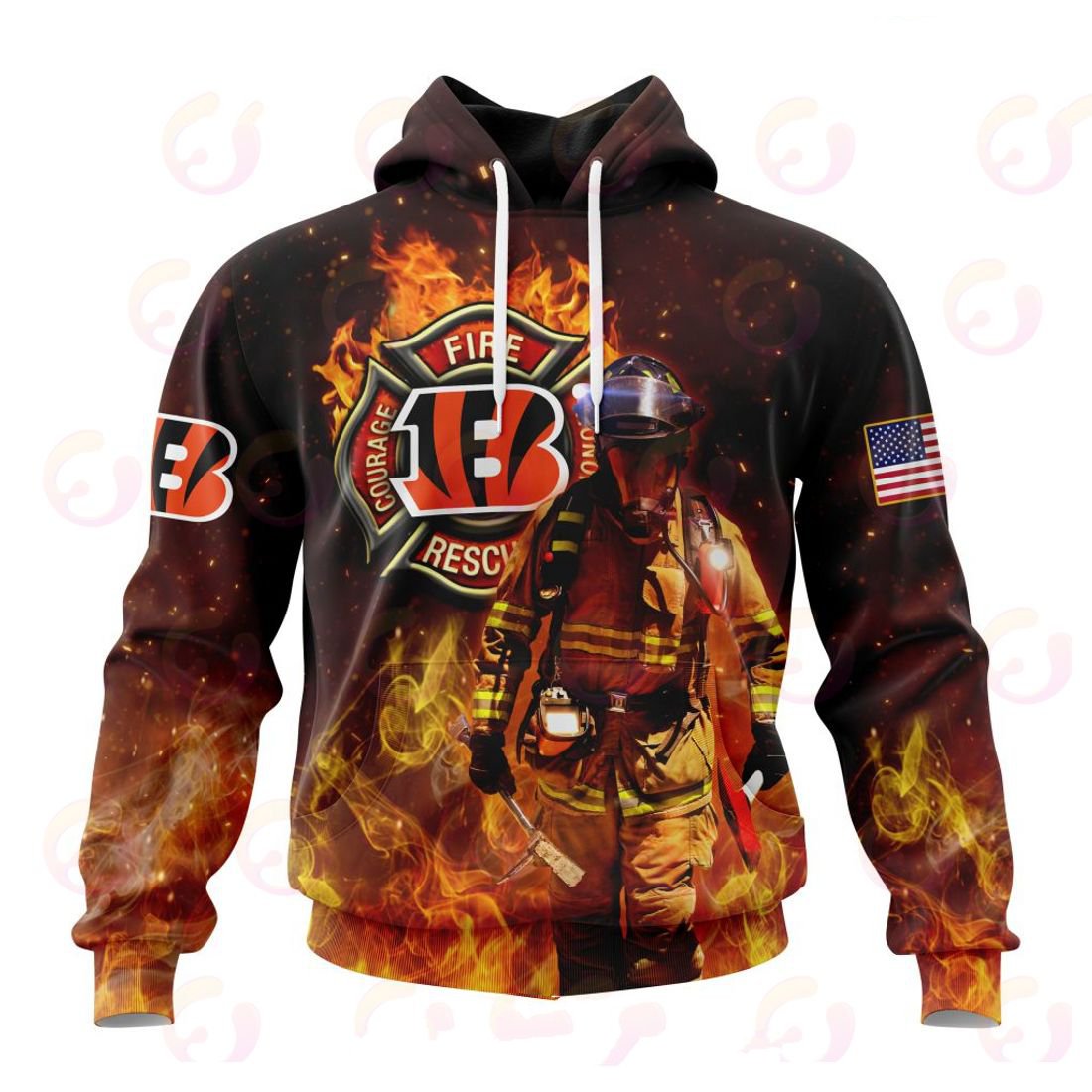 CINCINNATI BENGALS HONOR FIREFIGHTERS – FIRST RESPONDERS 3D HOODIE