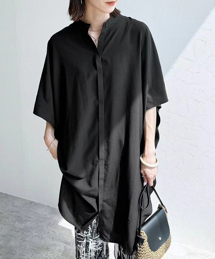 Summer Casual Women Shirt Fashionable All Match Black White Solid Color Loose Comfortable Breathable Short Sleeve Top for Women