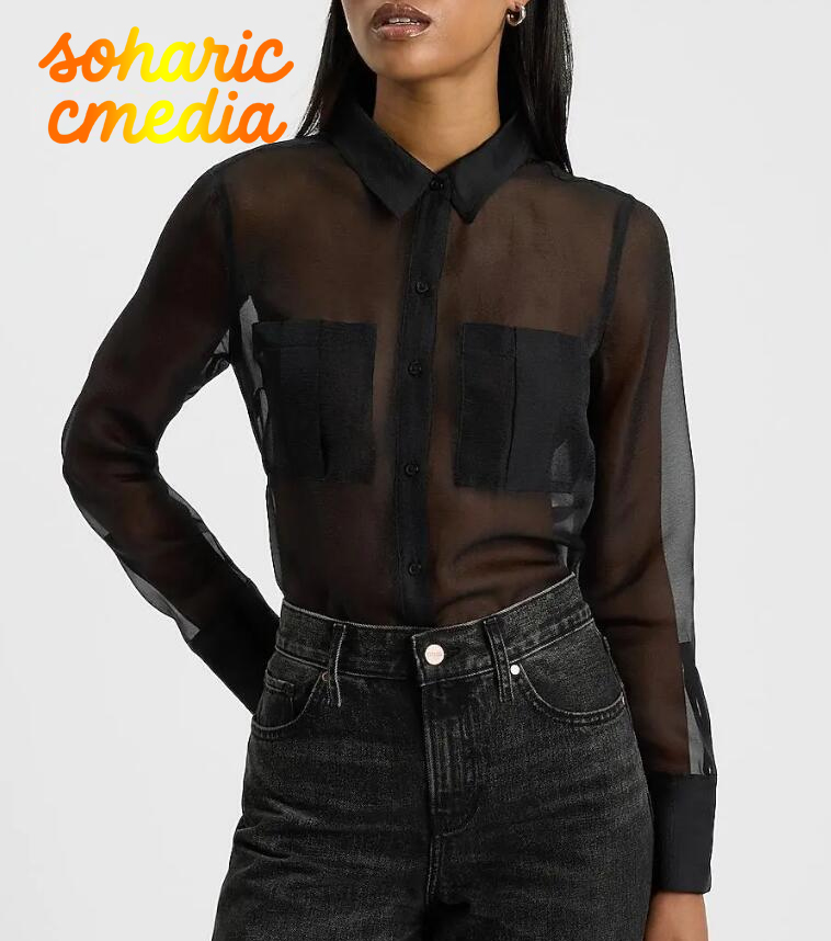Sheer Double Pocket Relaxed Portofino Shirt