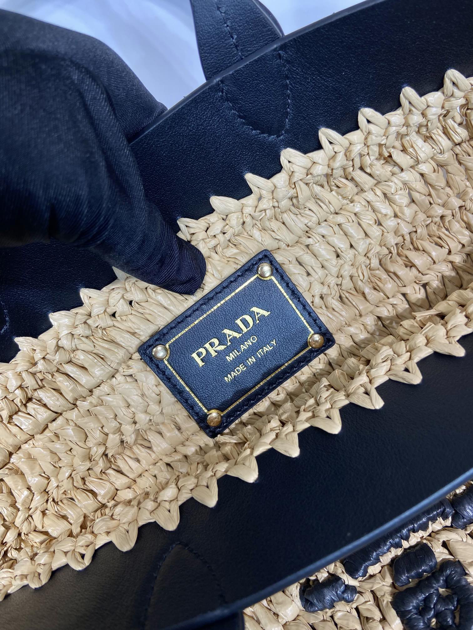 Prada woven tote bag small 1BG501