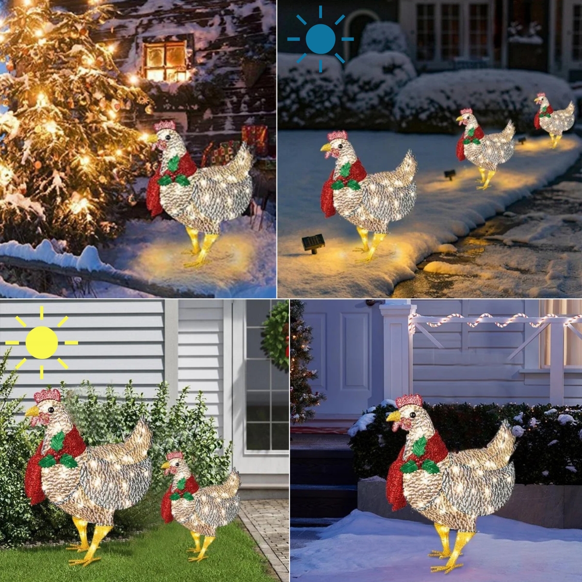Christmas decoration - Light-up chicken with scarf