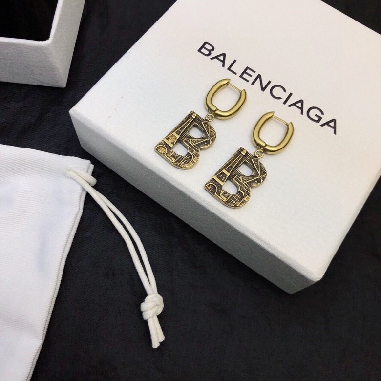 Balenciaga BB shallow carving earrings