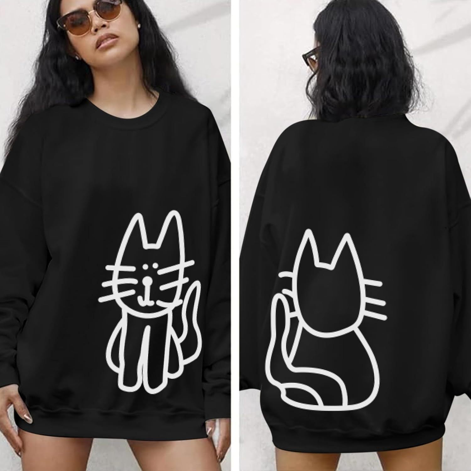 Plus Size Terry Round Neck Long Sleeve Sweater for Women