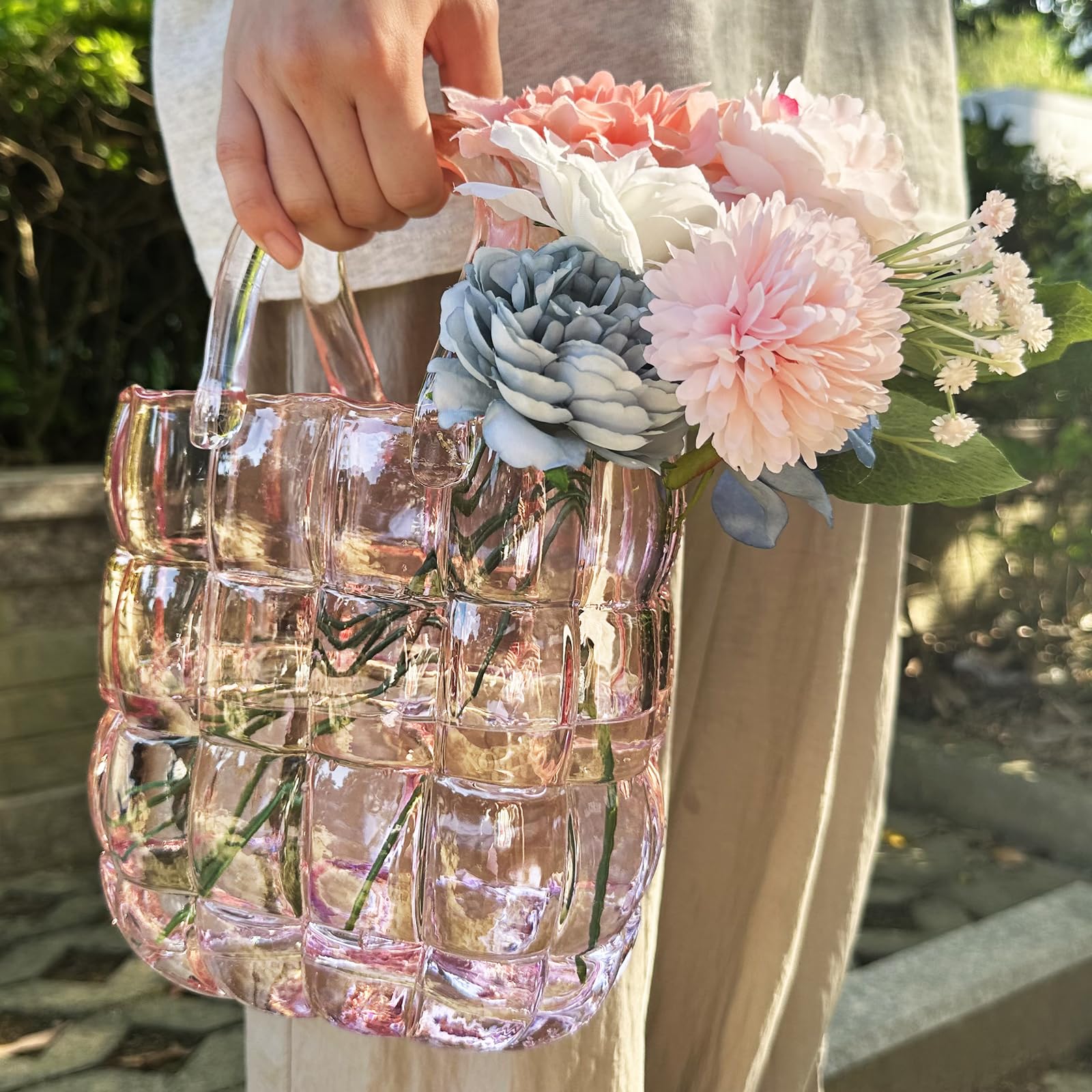Elegant Handbag Vase for Exquisite Decor, Unique Glass Bag Vase with Fish Bowl Design