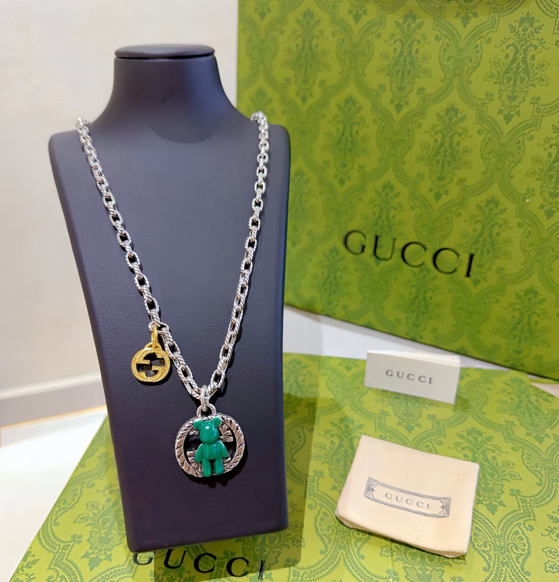 Gucci Vintage GG Violent Bear Necklace