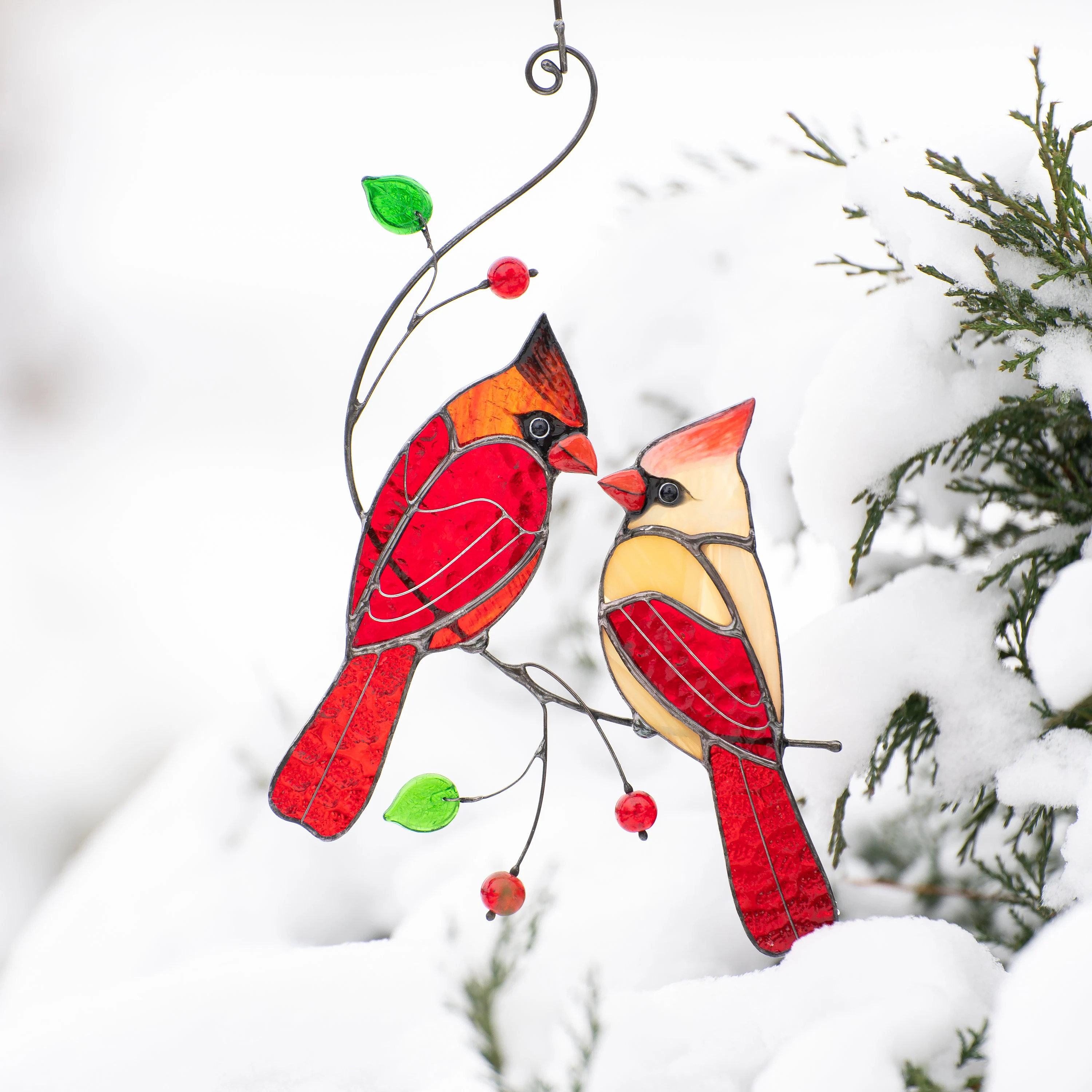 🎄Early Christmas Sale 49% OFF🎄🐦Handmade Cardinal Stained Glass Window Hangings