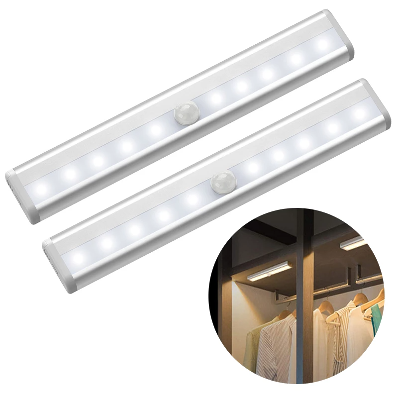 Motion sensor LED light under cabinet, magnetic strip wall light