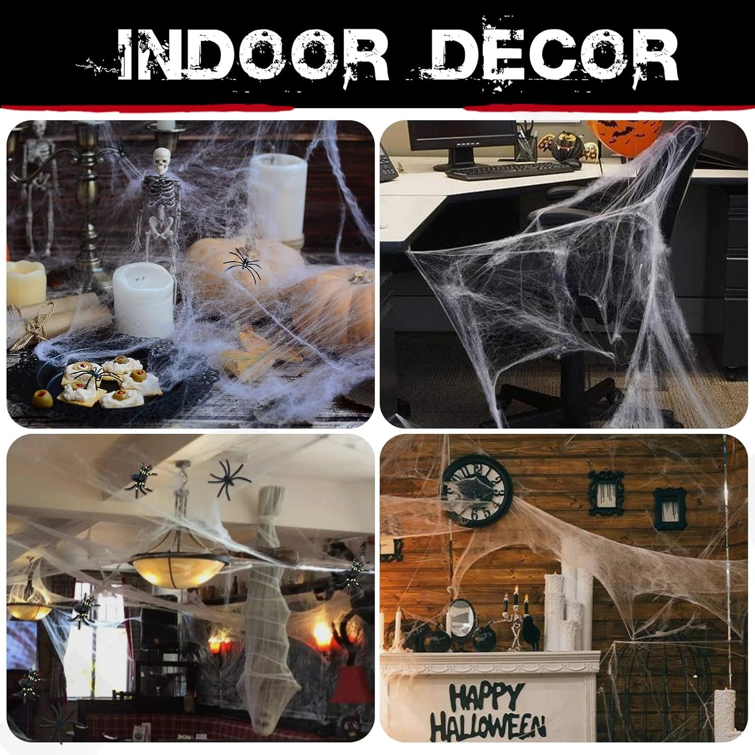 ✨Flash Sale✨Halloween Spider Web Decoration with 3 Spiders