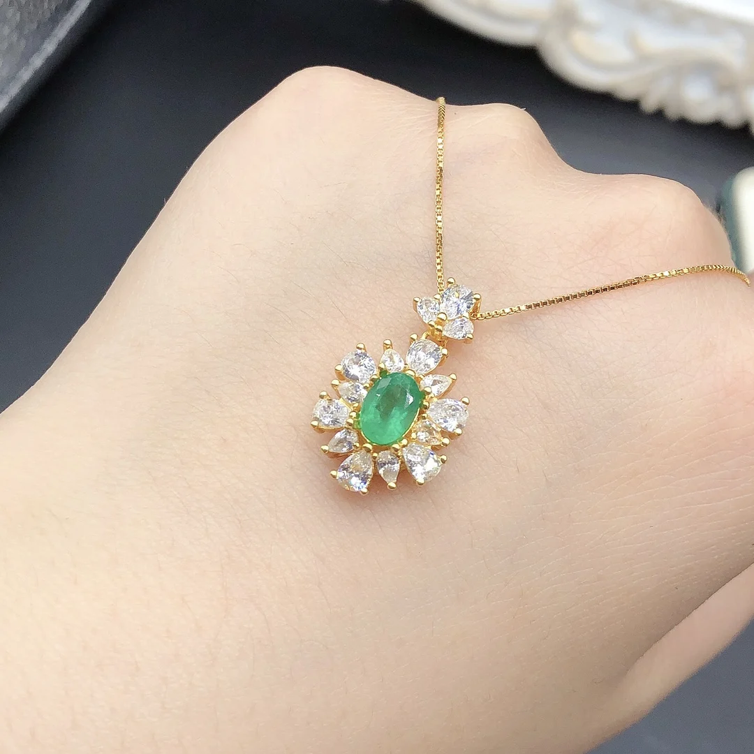 Natural Columbia Emerald Women's Necklace Christmas Pendant 925 Sterling Silver Necklace Gem Jewelry Certified Free Shipping