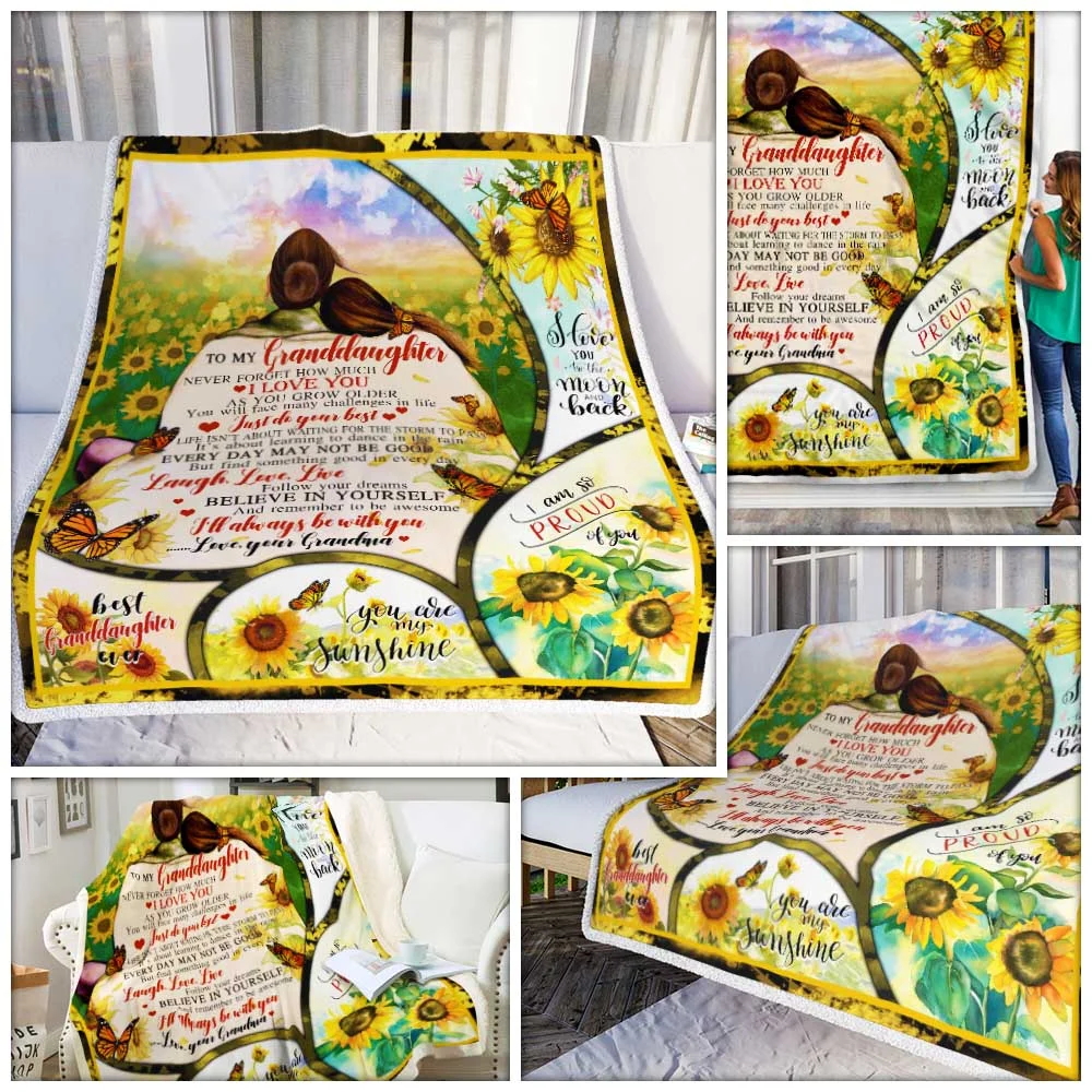 To My Granddaughter. Sunflower Sofa Throw Blanket