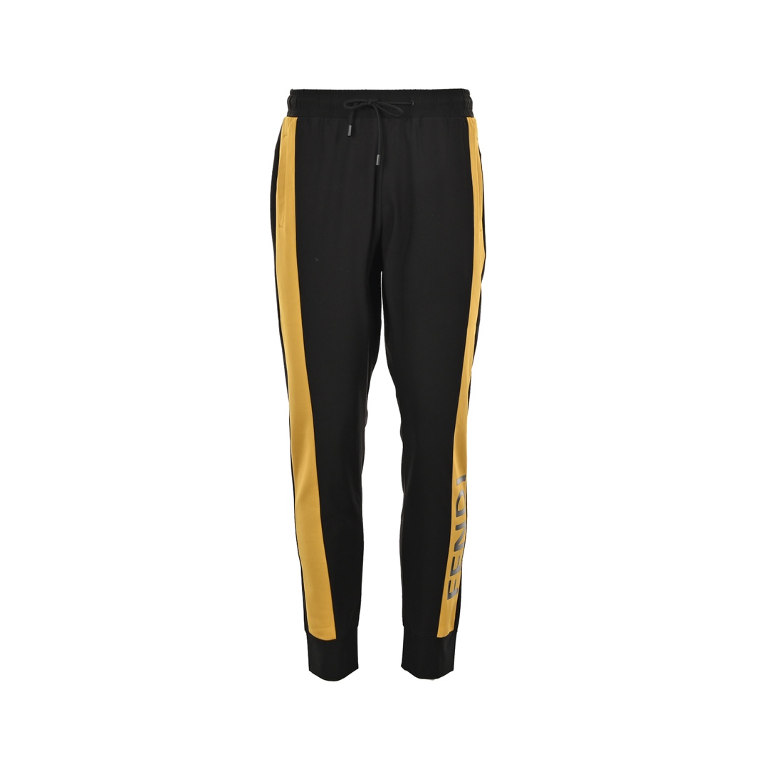 Fendi yellow stripe contrast stitching casual stretch trousers