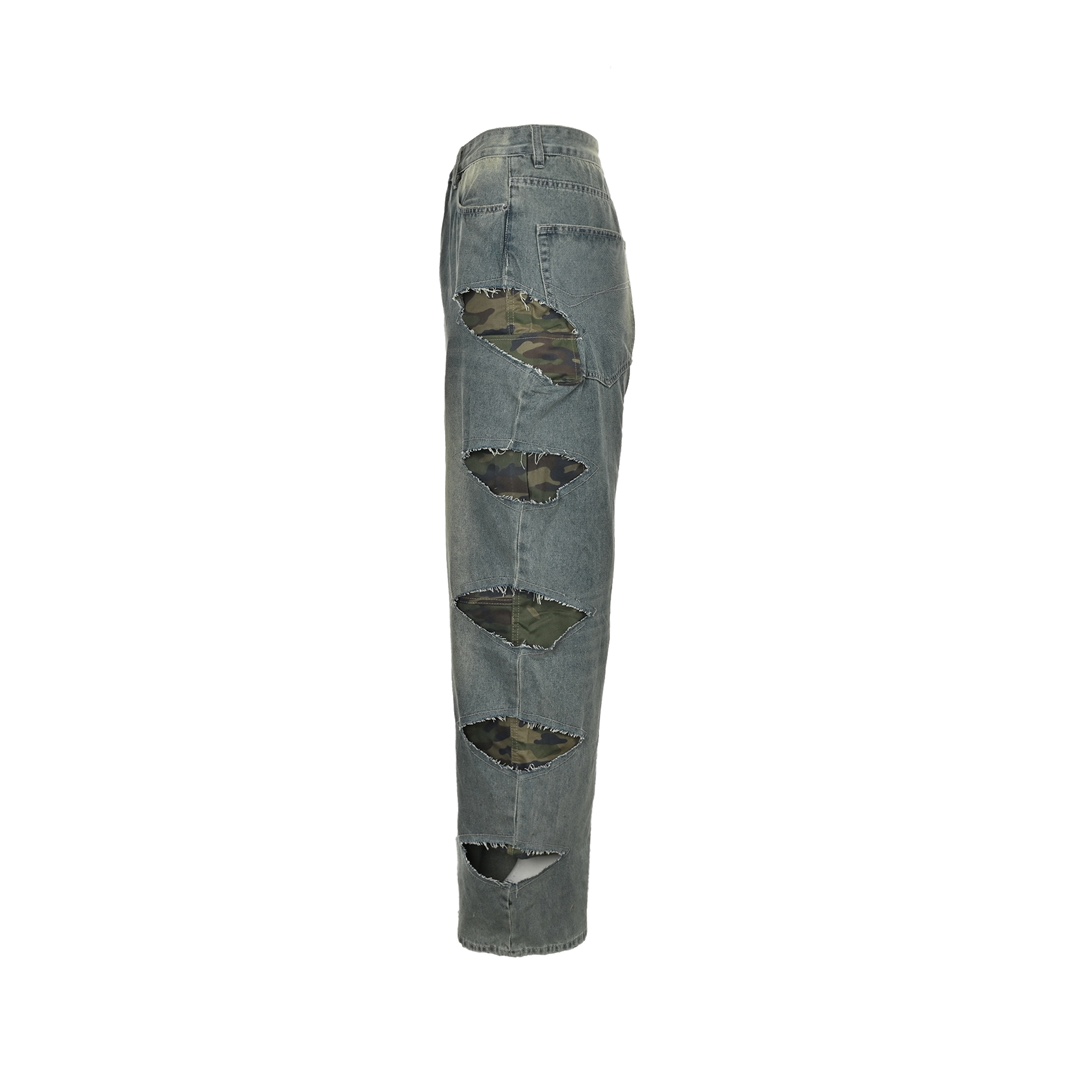 Balenciaga Knife-cut Camouflage Double Jeans