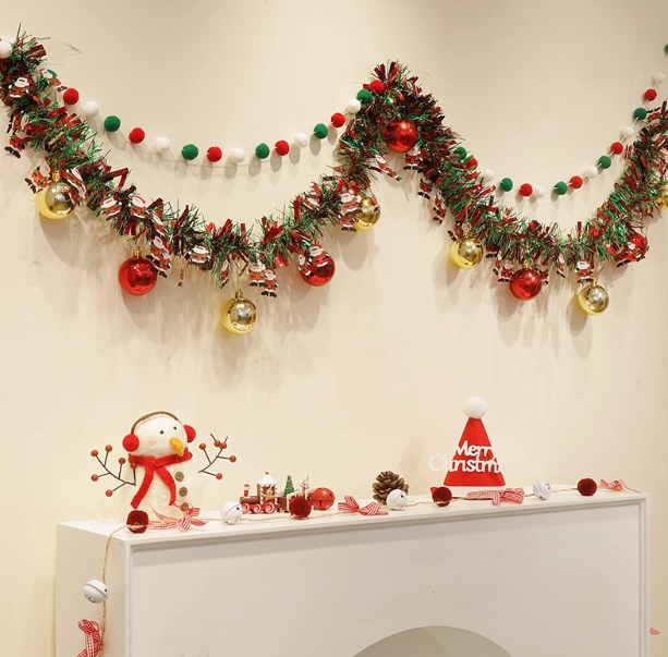 Christmas decoration supplies sliver Christmas tree elk bunting window scene layout
